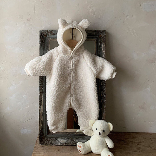 Jersey de coton à capuche en agneau Double face, ours d'hiver pour bébés garçons et filles