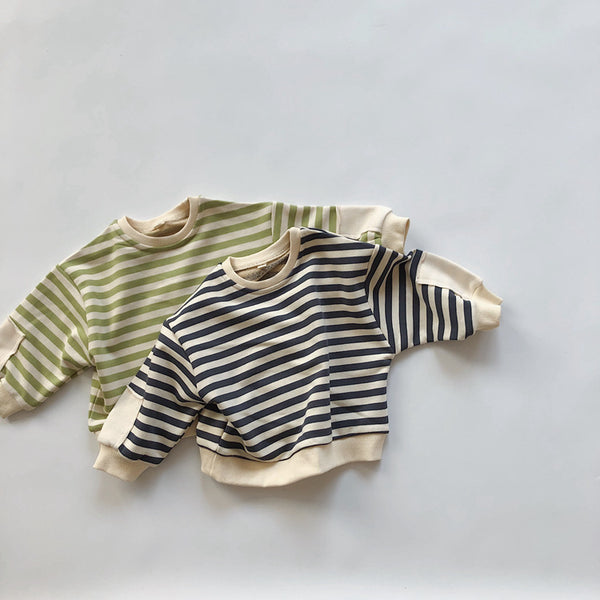 Children's striped hoodie wool snare jumper