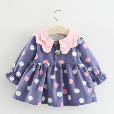 Túnica de princesa con cuello doble y estampado de manga larga para niñas