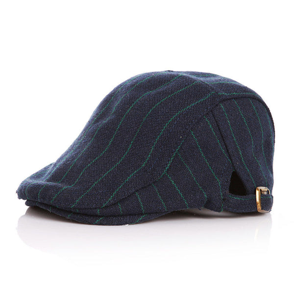 Baby's Striped Cap With Tweed In Spring And Autumn And Winter