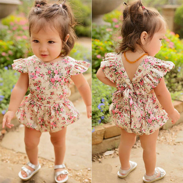 Floral Romper One-piece Romper For Infant And Toddler Girls