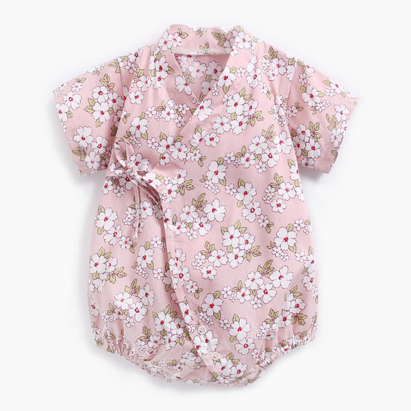 Baby Clothes Summer Baby Onesies Floral Strapping Retro Japanese Yukata Bag Fart Clothes