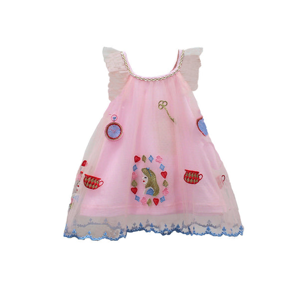 Nouveau-néx Infantx Babyx Girlsx Dressx Cutex Lacex Toddlerx Kidsx Vêtementsx A-linex Princessx Broderiex Summerx Dressx 0-2Tx