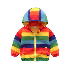 Rainbow Jacket Zipper Hooded Jacket For Kids