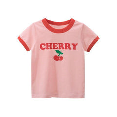 Short-sleeved T-shirt Western Style Cotton Baby Girl Round Neck Top