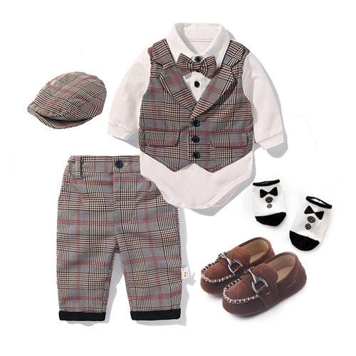 Boys Gentleman English Vest Pants Suit Dress