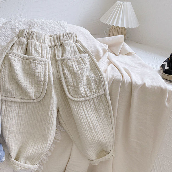 Nuevos pantalones casuales de algodón y lino para niños y niñas, niños y bebés