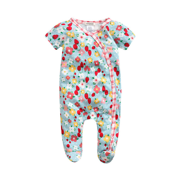 Children's Jumpsuit, Flower Baby Clothes, Short-sleeved Foot-wrapped Baby Clothes Factory
