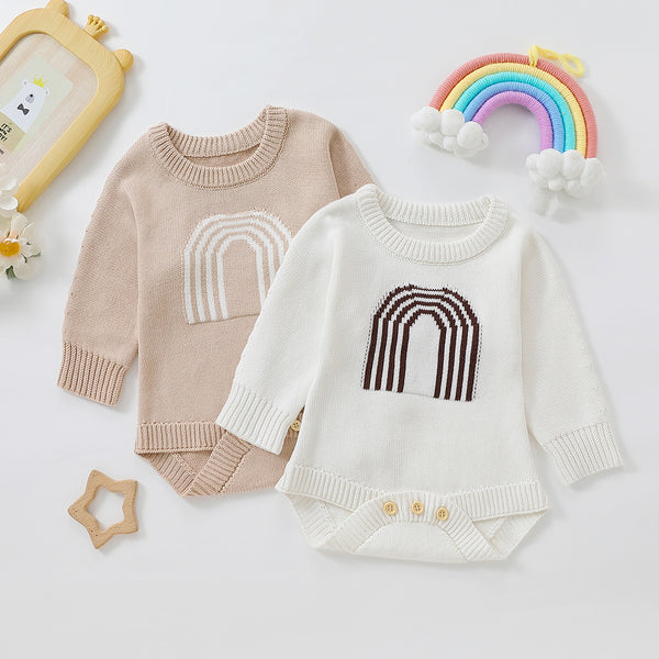 Children's Romper Sweater  White Light Brown