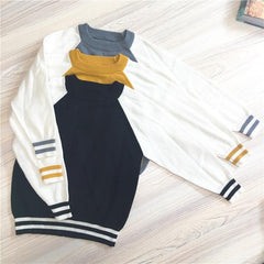 Spring and Autumn New Children's Cotton Cuffs Colorblock Striped Wild Baby Sweater