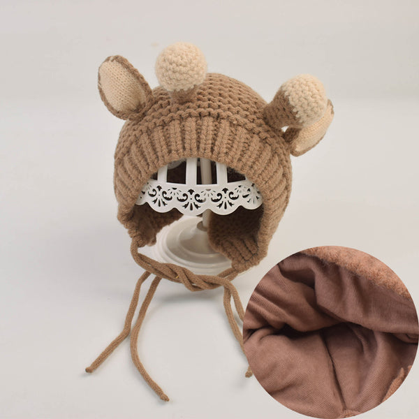 Bonnet en laine pour bébé, protection auditive, automne et hiver