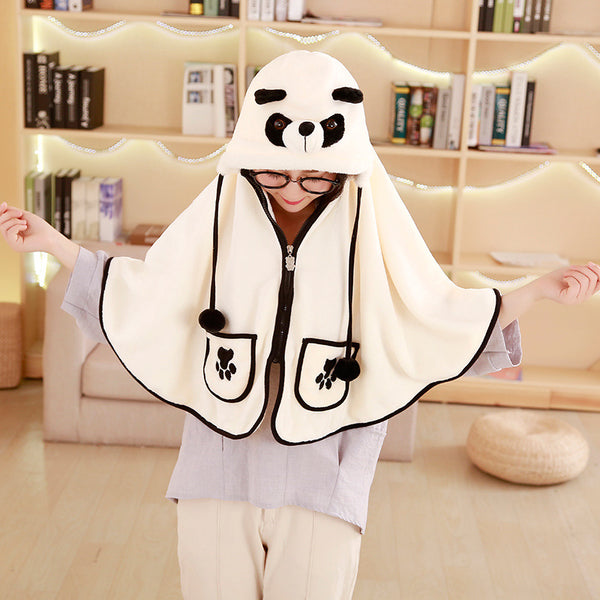 Panda cloak blanket cute air conditioning blanket
