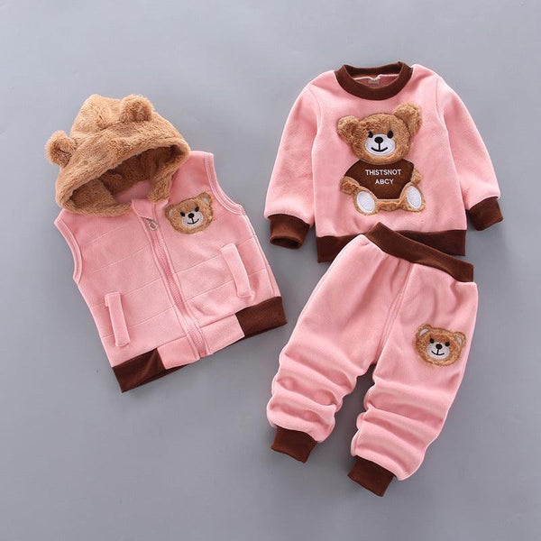 New Korean Cartoon Plus Velvet Bear Three-piece Suit