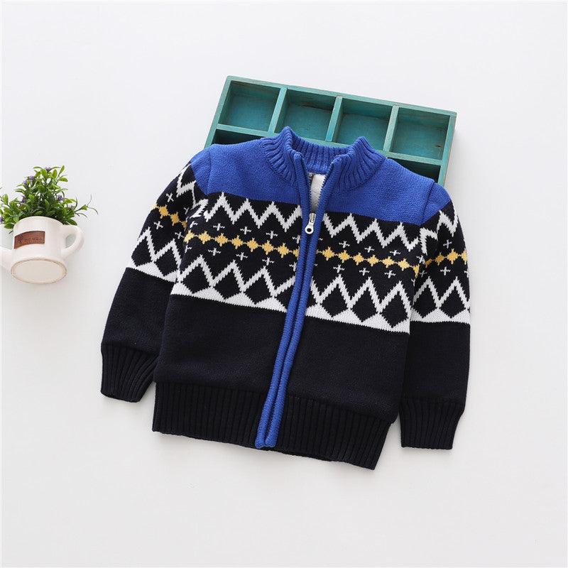 Children's Clothing Plus Velvet Cardigan Sweater