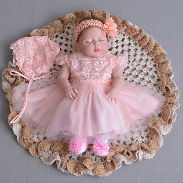 Vestido de princesa para bebé, vestido ligero y transpirable de encaje de malla, edad lunar, verano 2021 