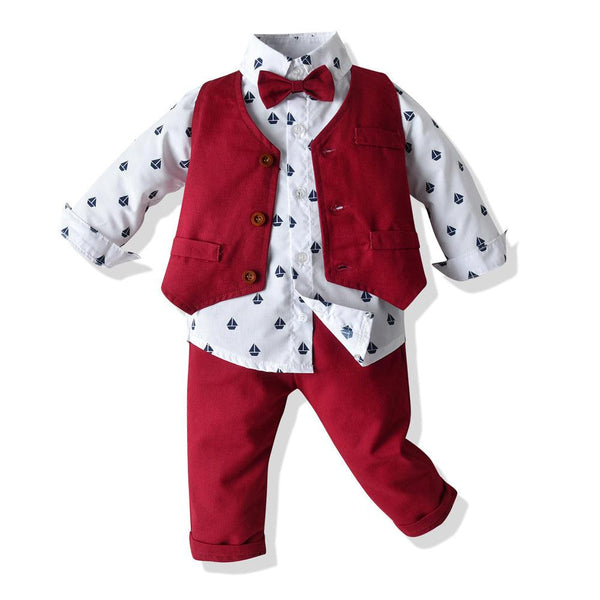 Costume chemise et pantalon à manches longues pour enfants garçons