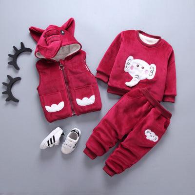 Nouveaux vêtements pour enfants garçons hiver épaississement plus velours trois pièces chaud coton décontracté version coréenne de la marée de gros de dessin animé