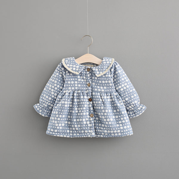 2021 New Autumn And Winter Dress Female Children With Korean Female Baby Princess Dress Baby Cashmere Thickened Dot Skirt