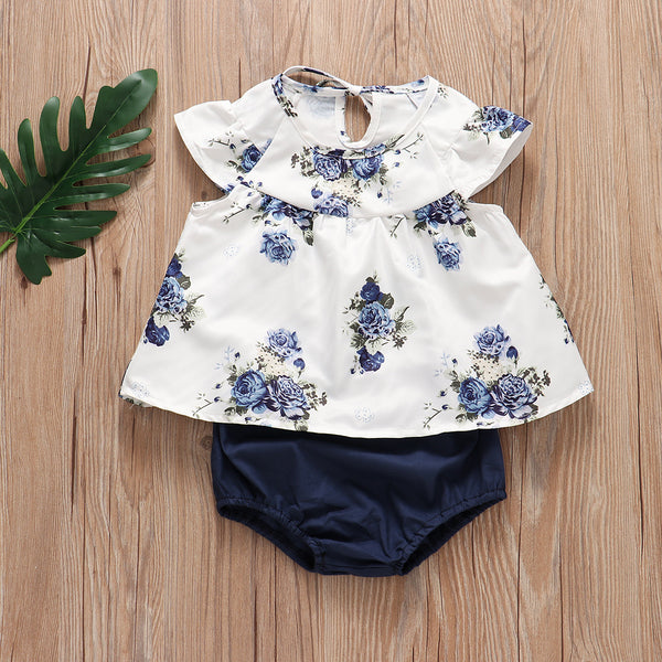 Pleated Skirt + Floral Shorts Set