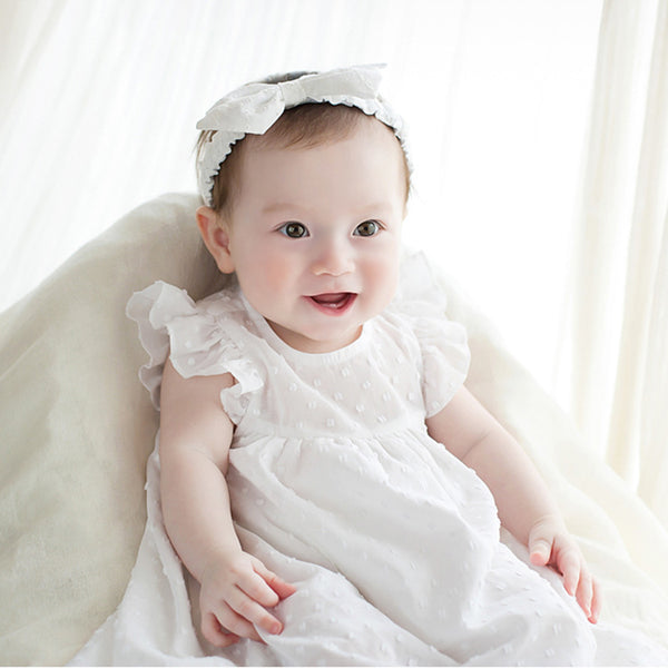 Robe d'été en dentelle de style princesse pour bébé fille avec bandeau