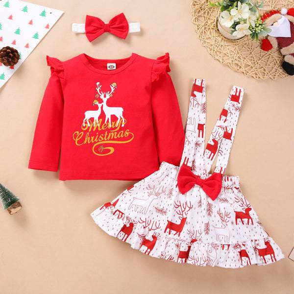 Elk Flying Sleeve Romper Suspender Dress