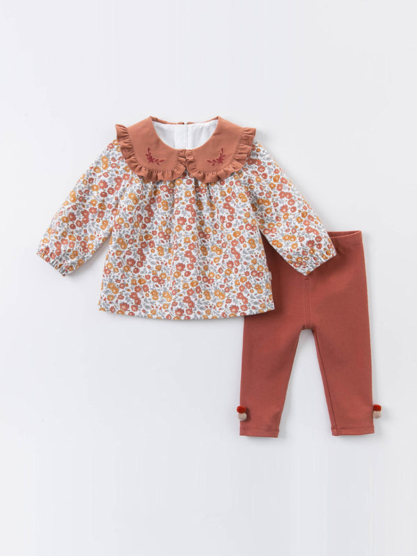 Costume d'automne deux pièces pour femmes, vêtements en coton de style occidental pour bébé