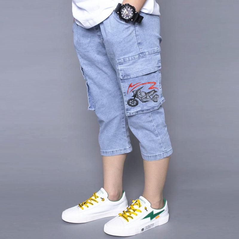 Boys Fashion Loose Stretch Cropped Jeans