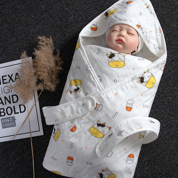 Manta de bebé con capucha de algodón recién nacido de primavera de gasa de algodón puro
