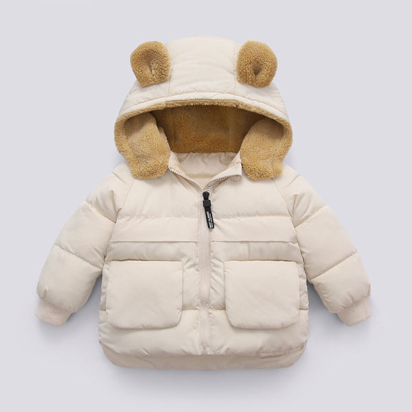 Veste chaude à capuche courte et épaisse pour enfants d'automne et d'hiver