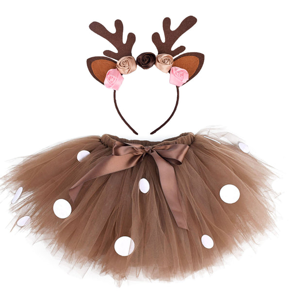 Amazon Supply Deer Skirt Cartoon Bambi Photography Tutu Skirt Set Christmas Elk Skirt
