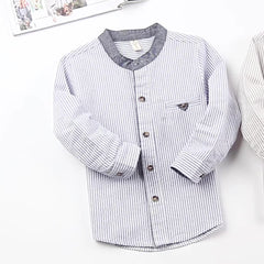 Long-sleeved Shirt, Children's Shirt, Baby Stand-up Collar Striped Clothes
