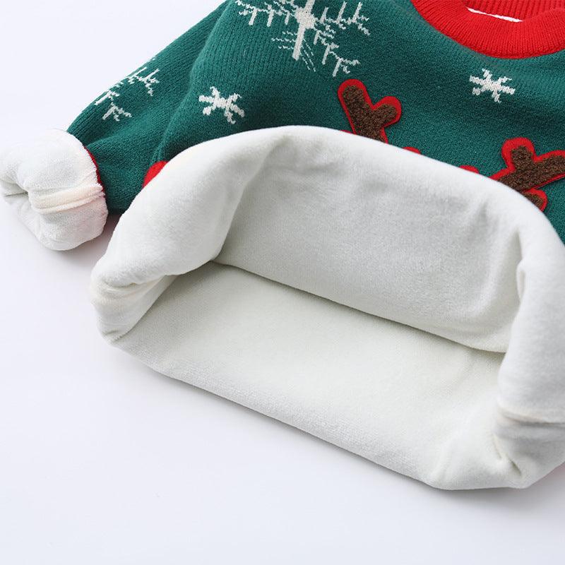 Children's Padded Thickened Sweater Reindeer Pullover