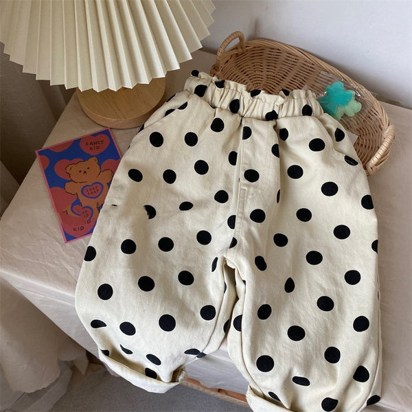 Pantalones lavados lindos casuales Bud Dots para niños