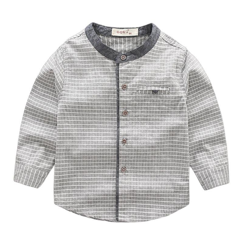 Long-sleeved Shirt, Children's Shirt, Baby Stand-up Collar Striped Clothes