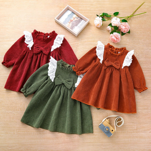 New Style Simple Girl's Corduroy Autumn And Winter Dress