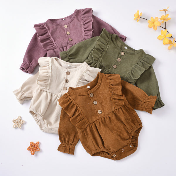 Corduroy Flying Sleeve Triangle Romper Spring And Autumn Romper