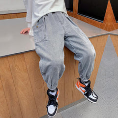 Boys' Big Pocket Jeans Big Children's Autumn Casual Pants Children's Spring And Autumn Trousers