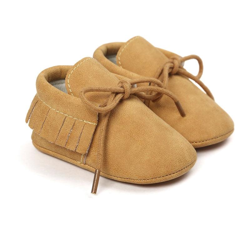 Baby's Solid Color Leather Moccasins - Stylus Kids