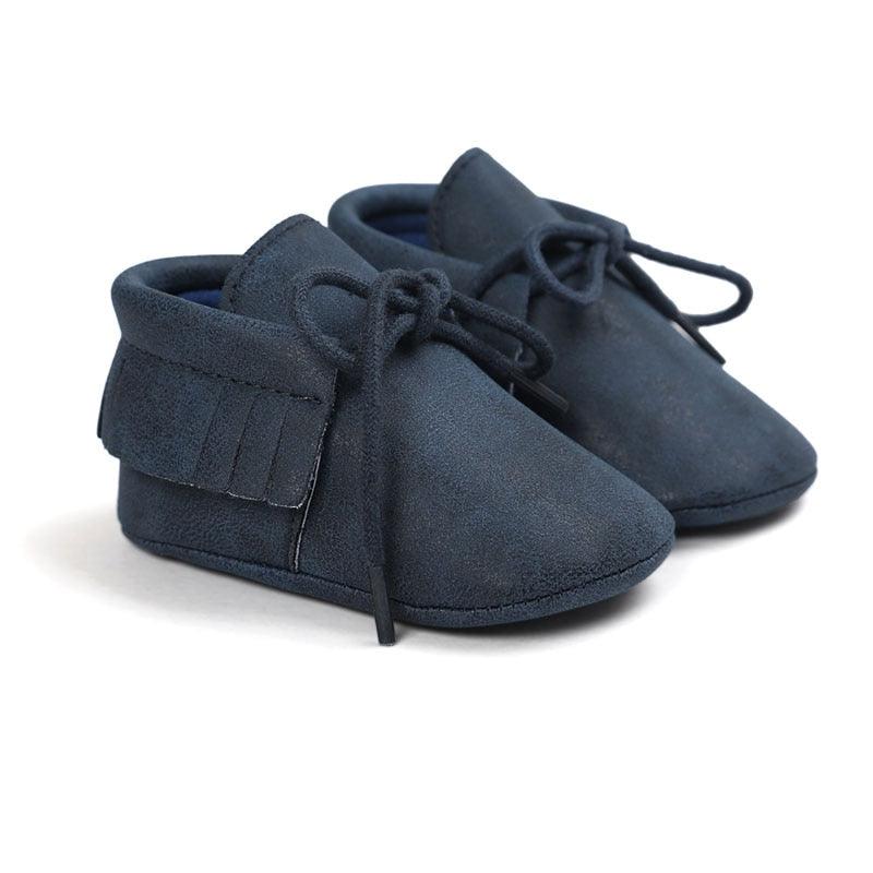 Baby's Solid Color Leather Moccasins - Stylus Kids