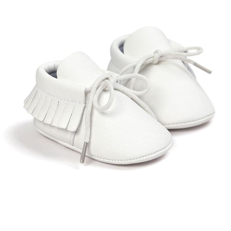 Baby's Solid Color Leather Moccasins - Stylus Kids