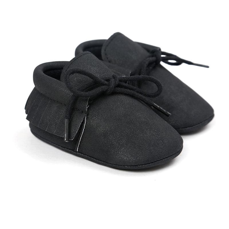 Baby's Solid Color Leather Moccasins - Stylus Kids