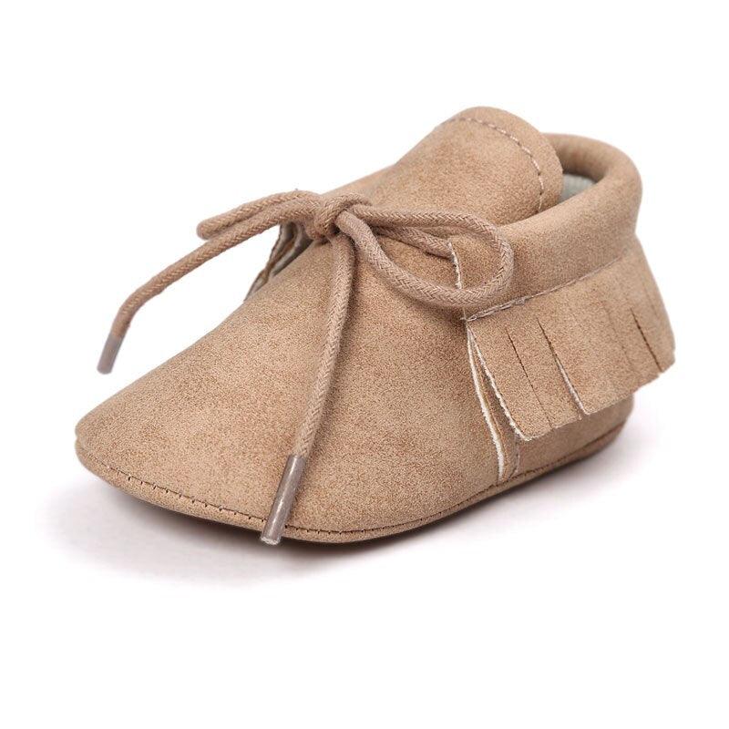 Baby's Solid Color Leather Moccasins - Stylus Kids