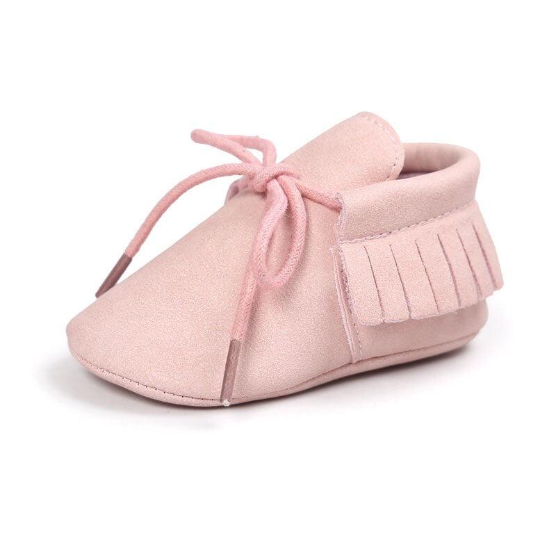 Baby's Solid Color Leather Moccasins - Stylus Kids