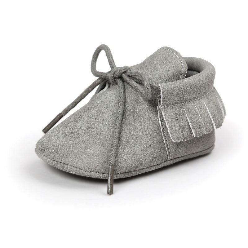 Baby's Solid Color Leather Moccasins - Stylus Kids