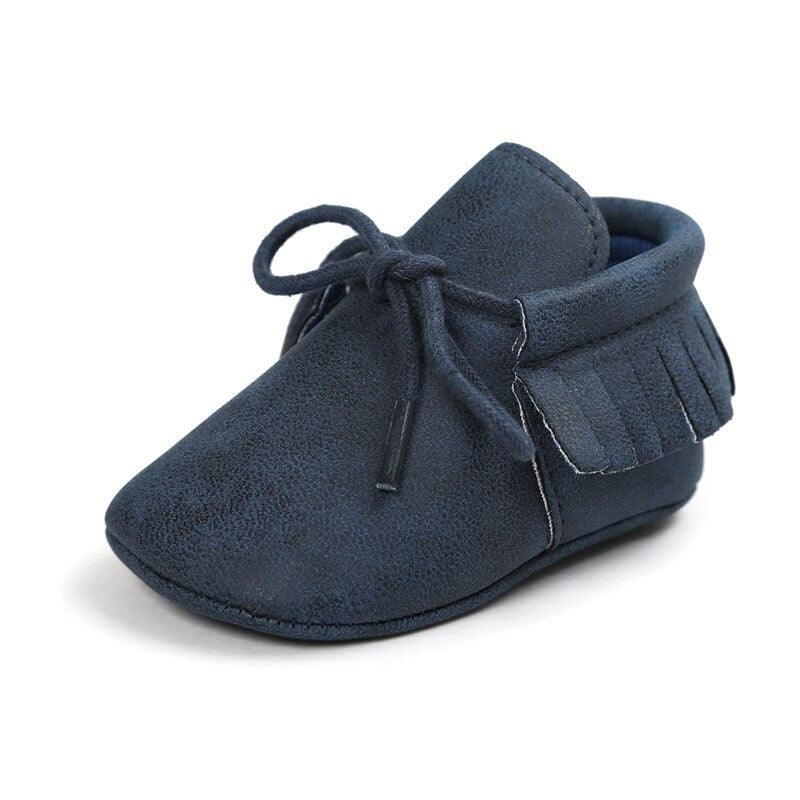 Baby's Solid Color Leather Moccasins - Stylus Kids