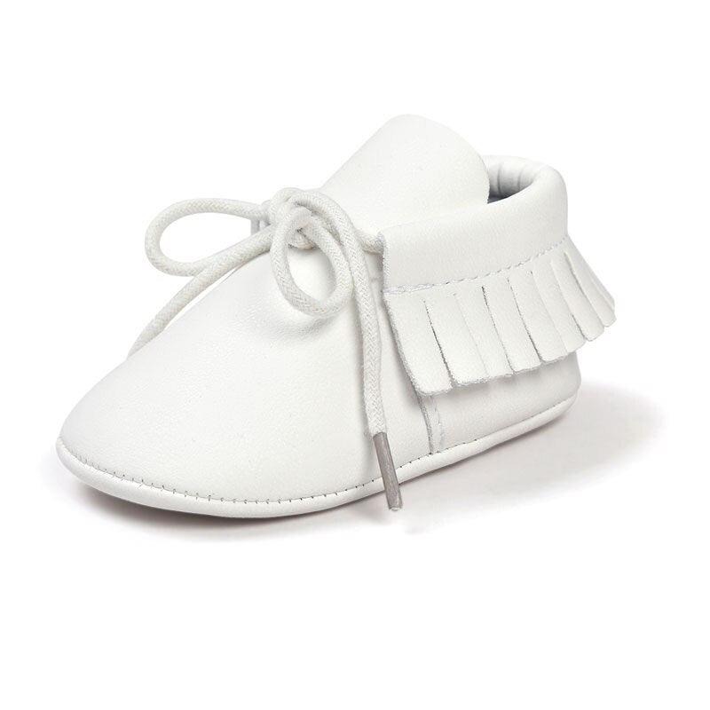 Baby's Solid Color Leather Moccasins - Stylus Kids