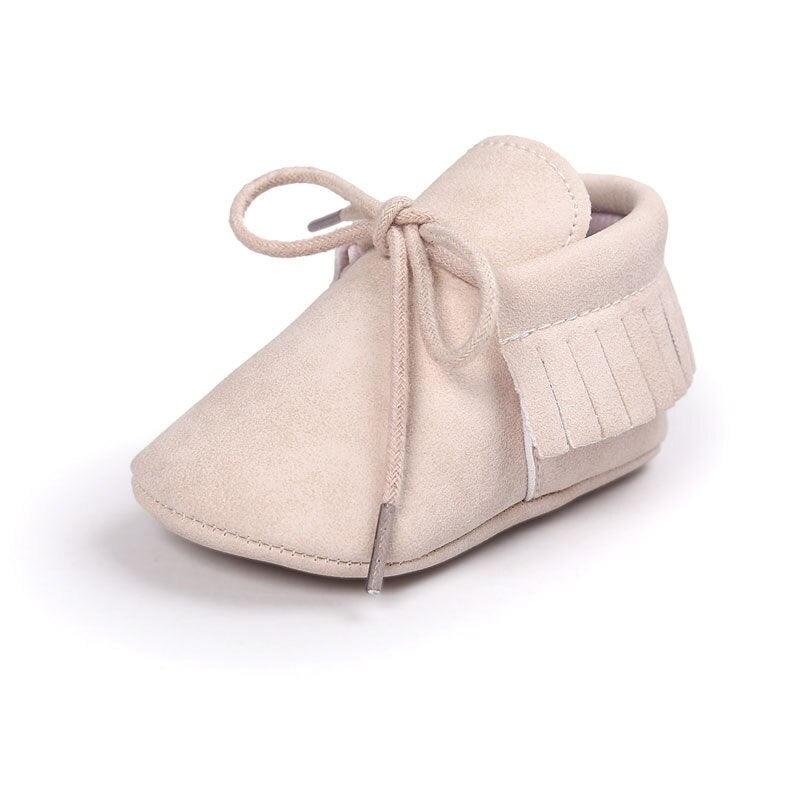 Baby's Solid Color Leather Moccasins - Stylus Kids