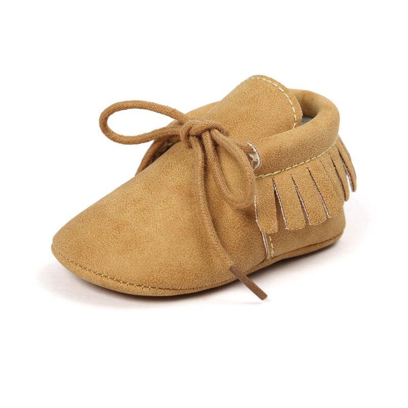 Baby's Solid Color Leather Moccasins - Stylus Kids