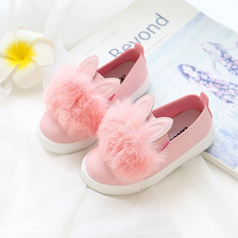 Girl's Rabbit Ears Fur Flats - Stylus Kids