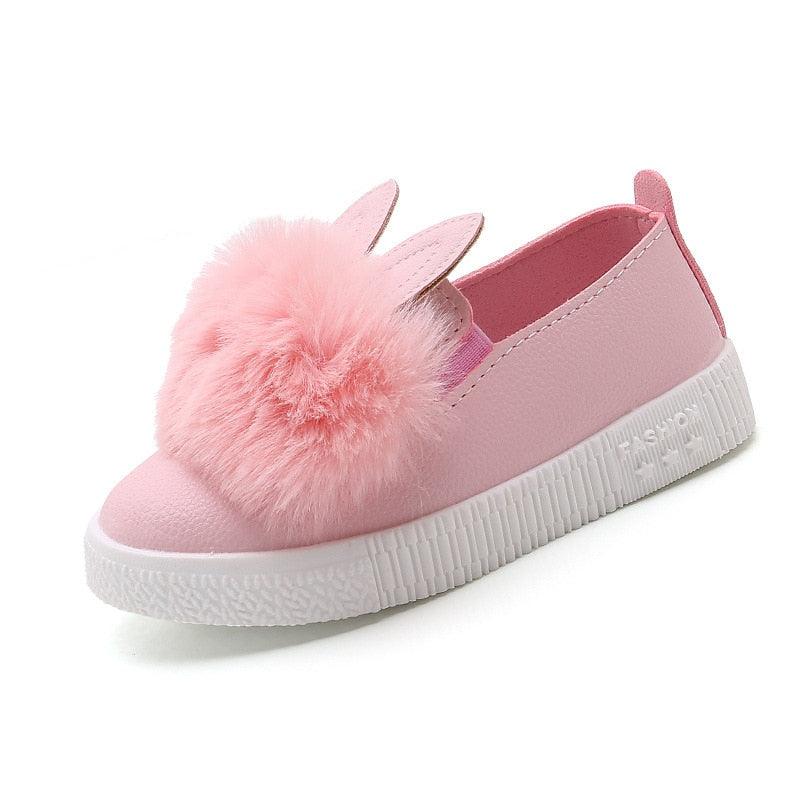 Girl's Rabbit Ears Fur Flats - Stylus Kids